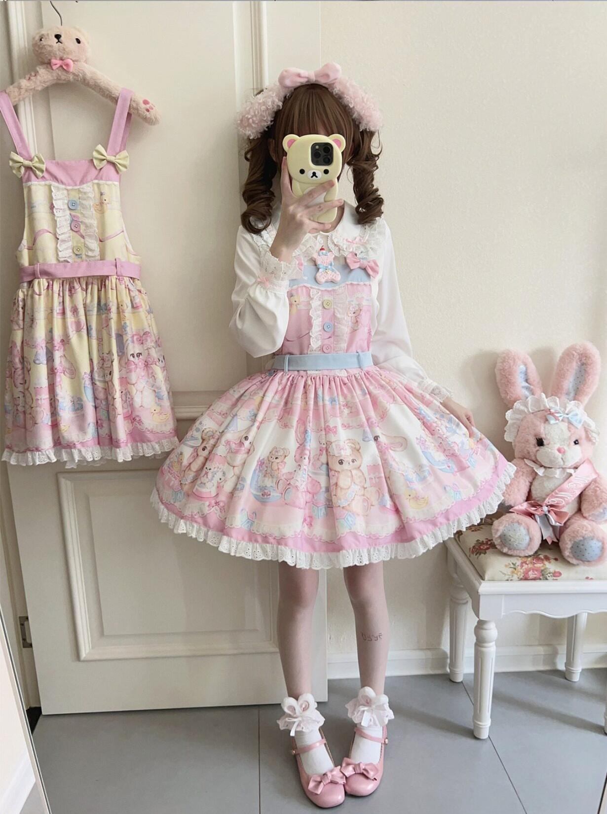 Bear Sweet - Printed Sweet Lolita Salopette Dress 44870:829522