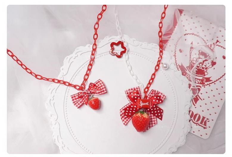 MaoJiang Handmade - Handmade Sweet Lolita Necklace, Strawberry Pendant 43175:797987