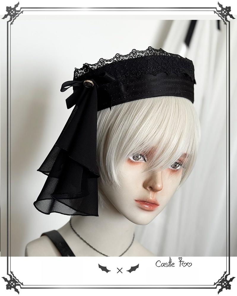 CastleToo - Black Moonlight - Ouji Lolita Chiffon Shirt Outfit (L S) 43552:779597