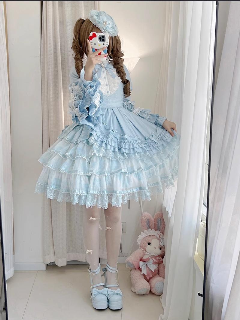 Buling Moon - Solo Puppet - Sweet Lolita OP Dress with Princess Long Sleeves