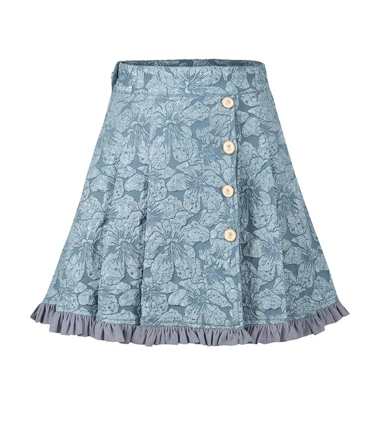 Gilded Age - Vintage Lolita Vest Suit, Oil Painting Style Skirt Coat Blue skirt Only XS