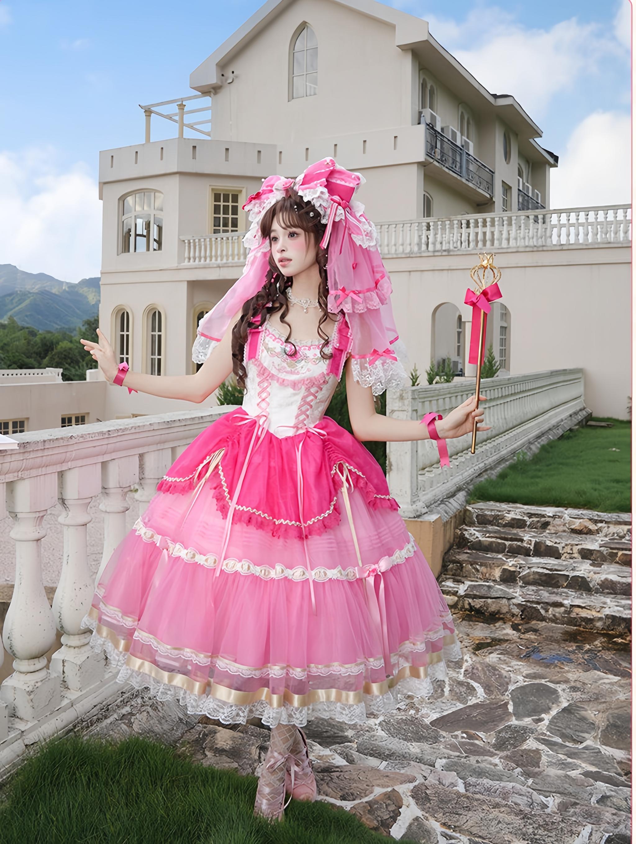 Jennifleur - IP Collab Sweet Lolita Hime Sleeve OP & Long JSK, Floral Accent 45882:866330