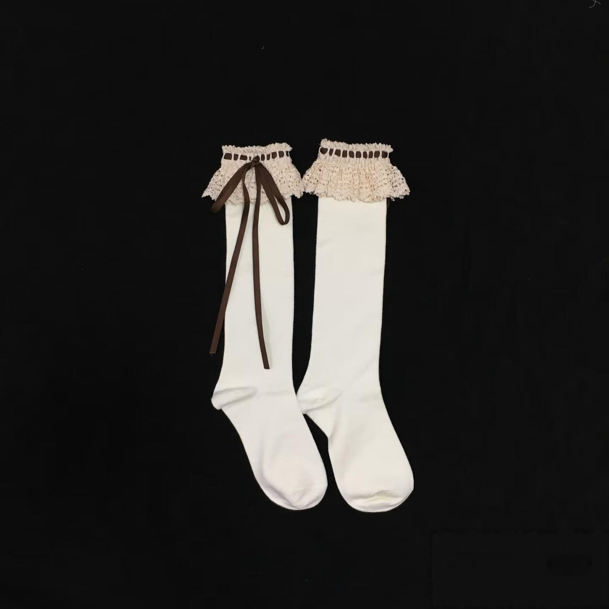 Old Rose Garden - Old School Lolita Floral Print Headdress & Socks 45981:870424