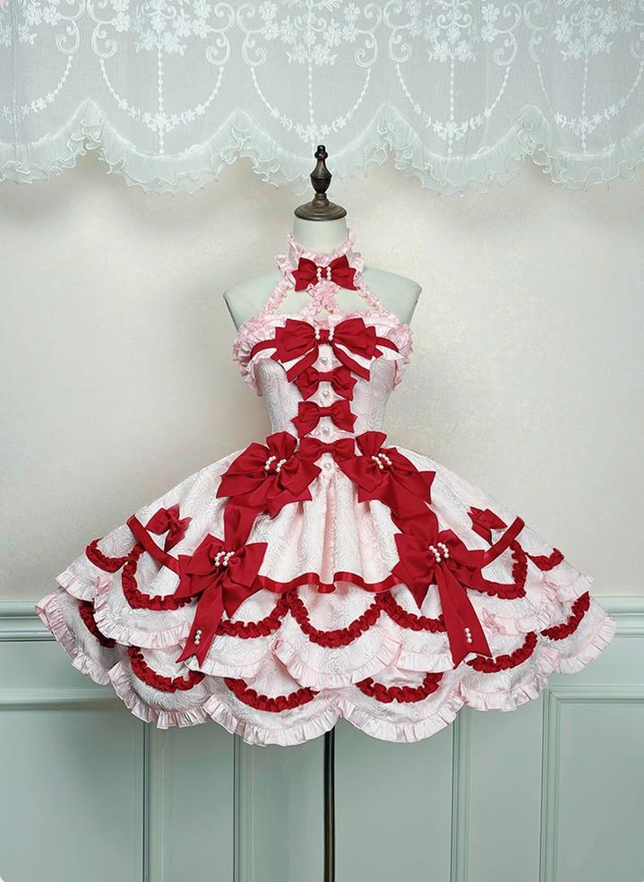 Sweetheart Petal - Sweet Lolita Petal Hem JSK Dress, Halter Neckline (L M S XL XS) 44733:820735