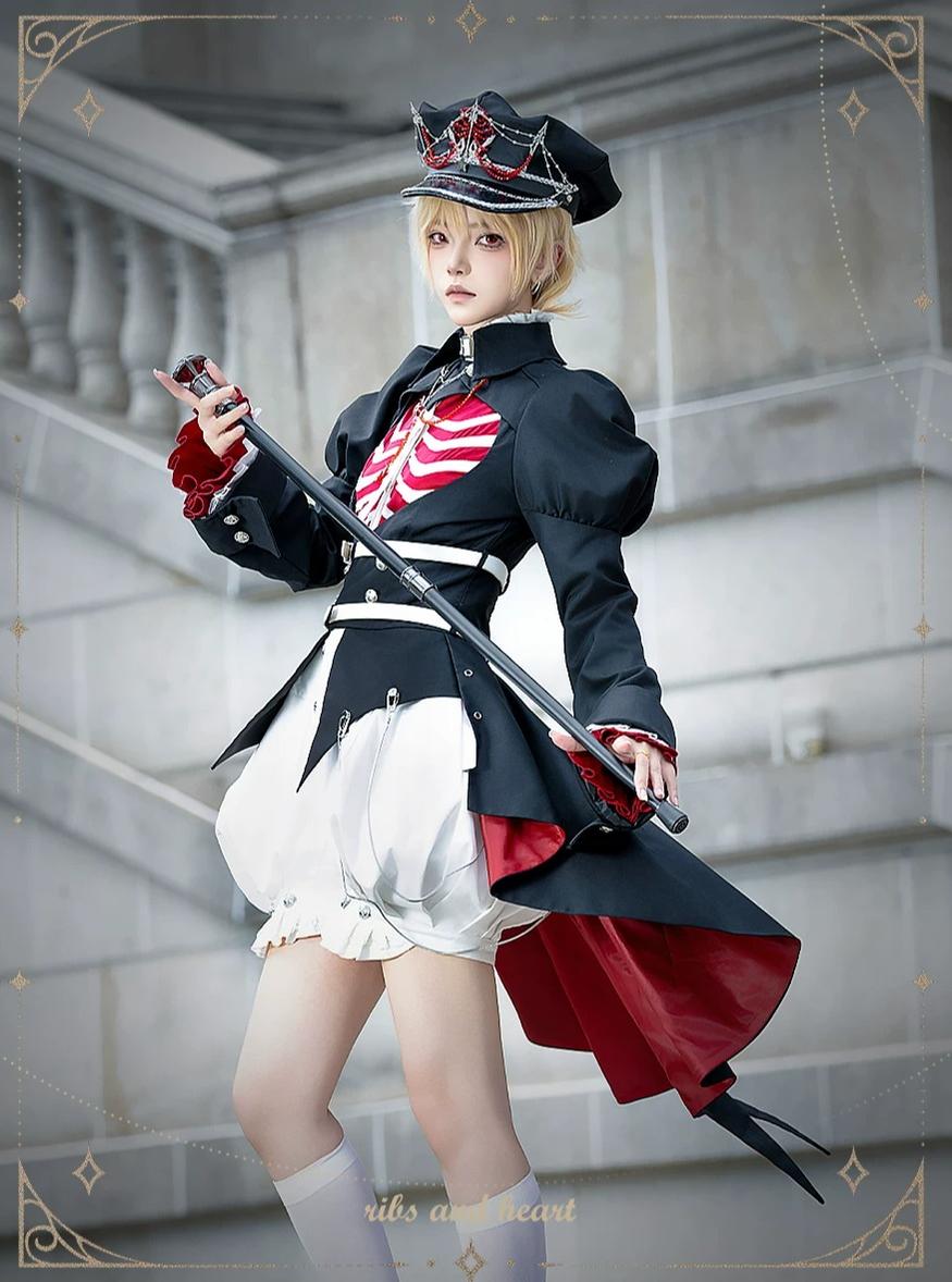 Ribs and Heart - Ouji Lolita Trailing Jacket & Ribs Embroidered Blouse Set 45781:862329