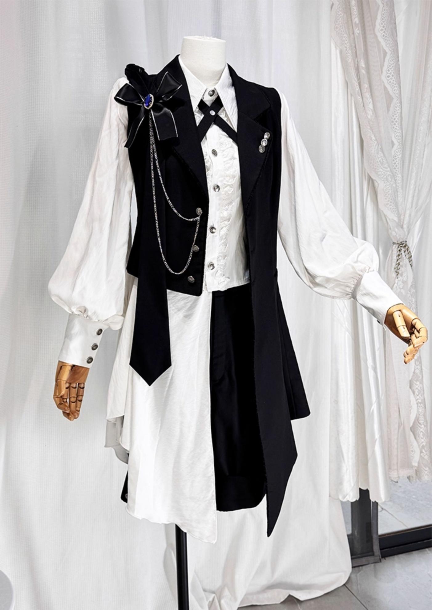 CastleToo - Black Tea Concerto - Ouji Lolita Outfit, Long Vest & Jacket (L M S XL) 44022:792477