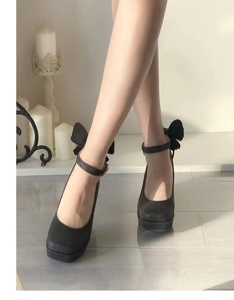 Pure Tea For Dream~Untouchable Butterfly~Elegant Lolita Heels Lolita Shoes PU Shining Platform 32642:388790