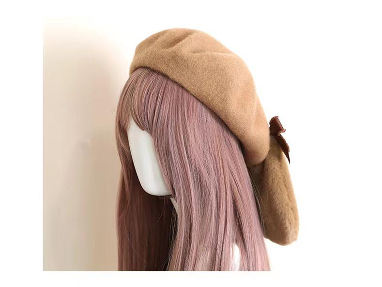 Xiaogui - Winter Lolita Beret Rabbit Ear Hat Bow Beret