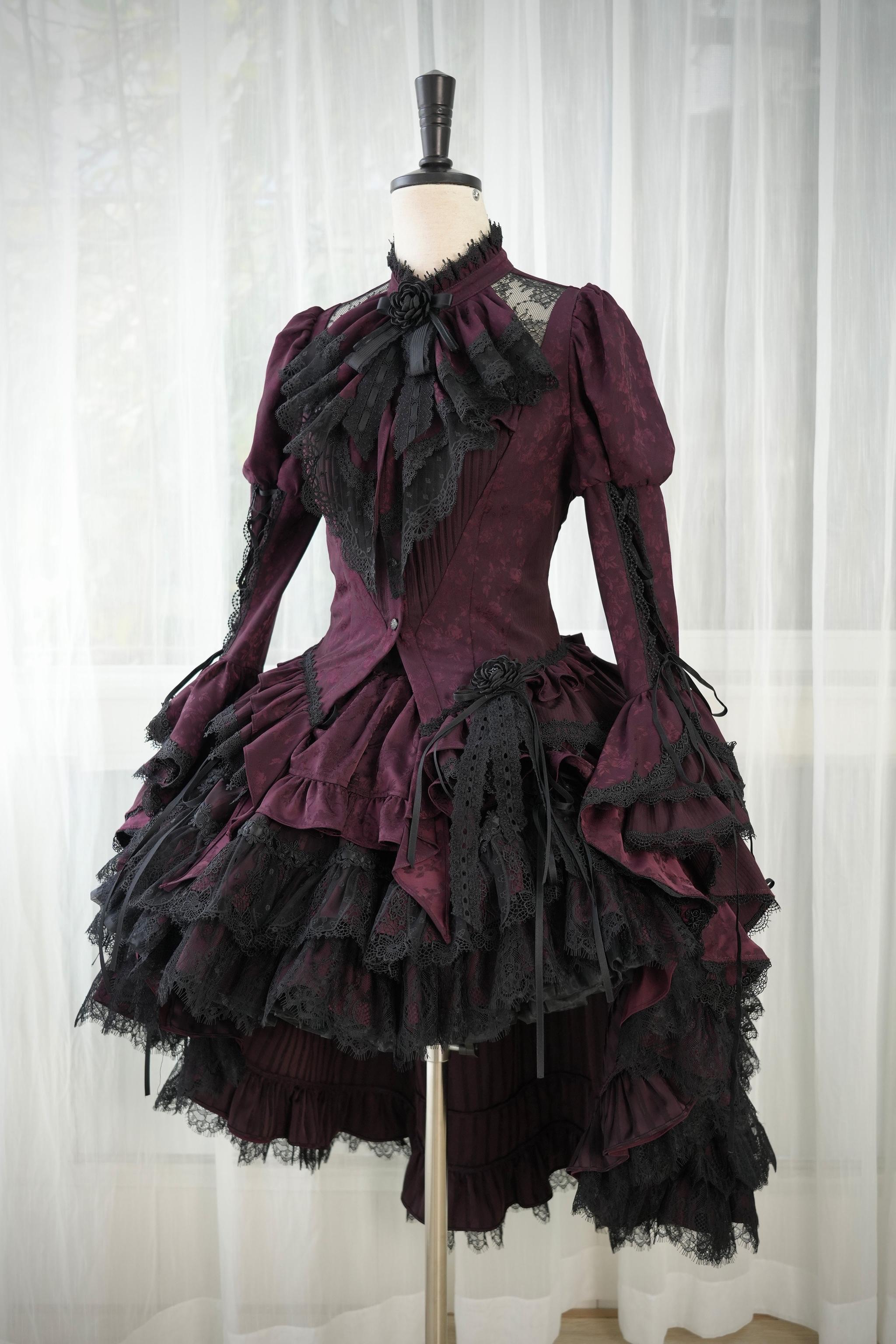 Victoria's Praise - Gorgeous Gothic Lolita Blouse & High-low Hem Skirt 44898:828071