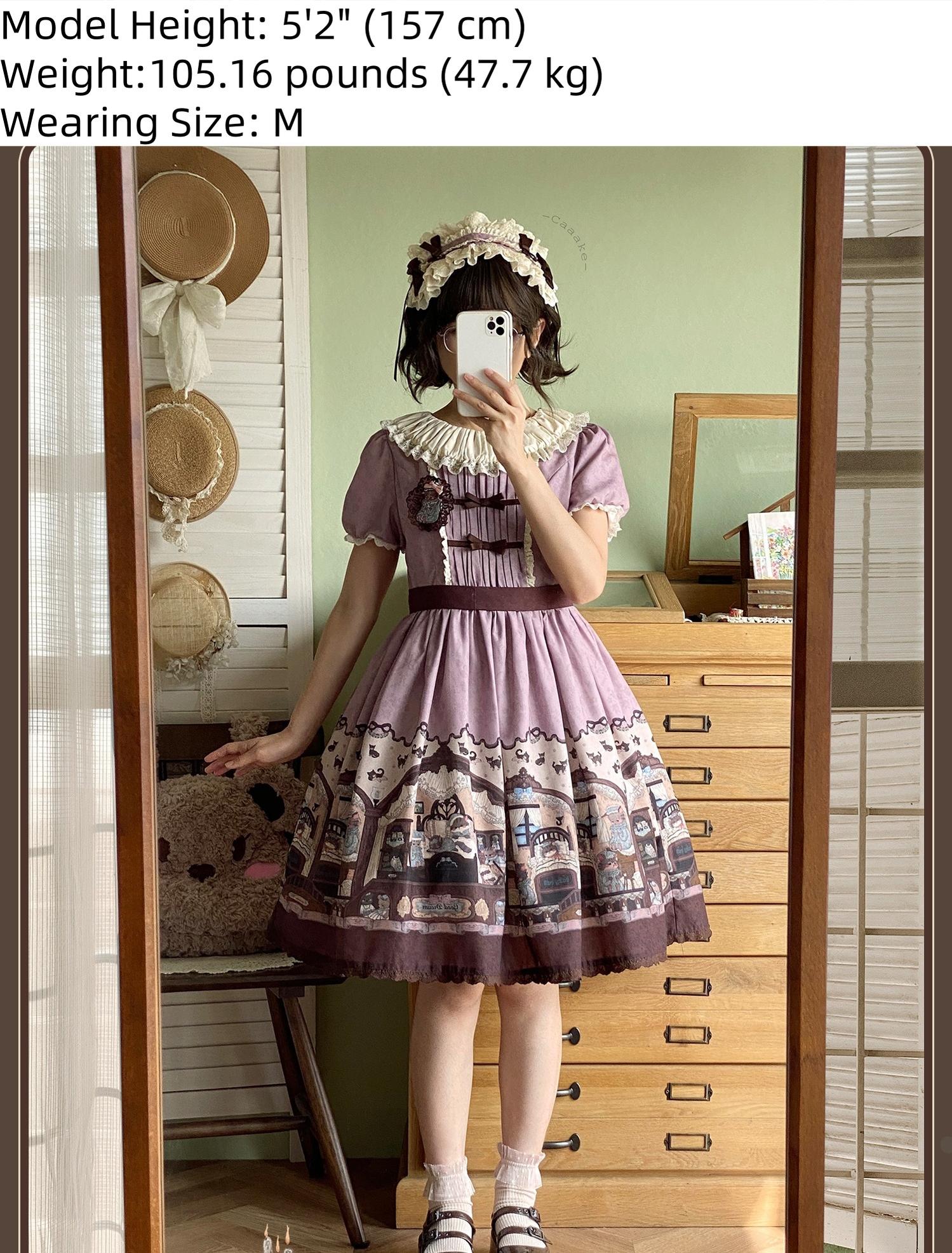 Sweet Dream Sheep - Vintage Bear - Printed Sweet Lolita Dress, Zipper Clousure 43709:784129