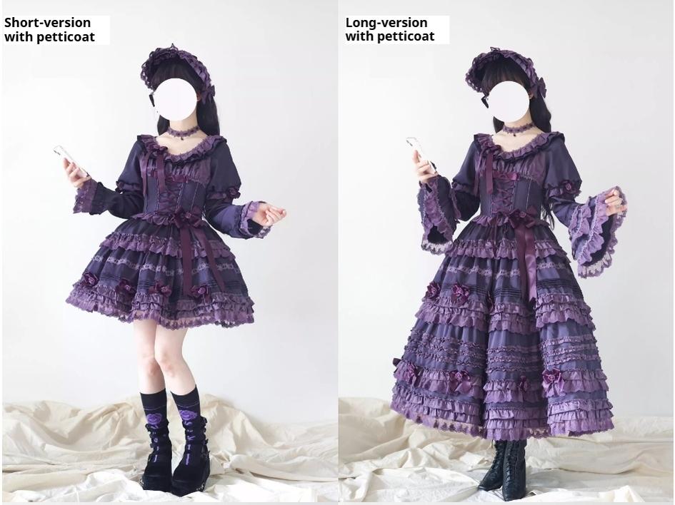 Uncle's Workshop - Stacked Black Currant - Gothic Lolita OP Dress, Detachable Skirt Hem
