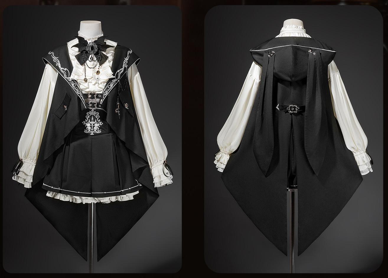 Bunny Ear Meteorite - Embroidered Ouji Lolita Set, Hooded Vest 44899:826917