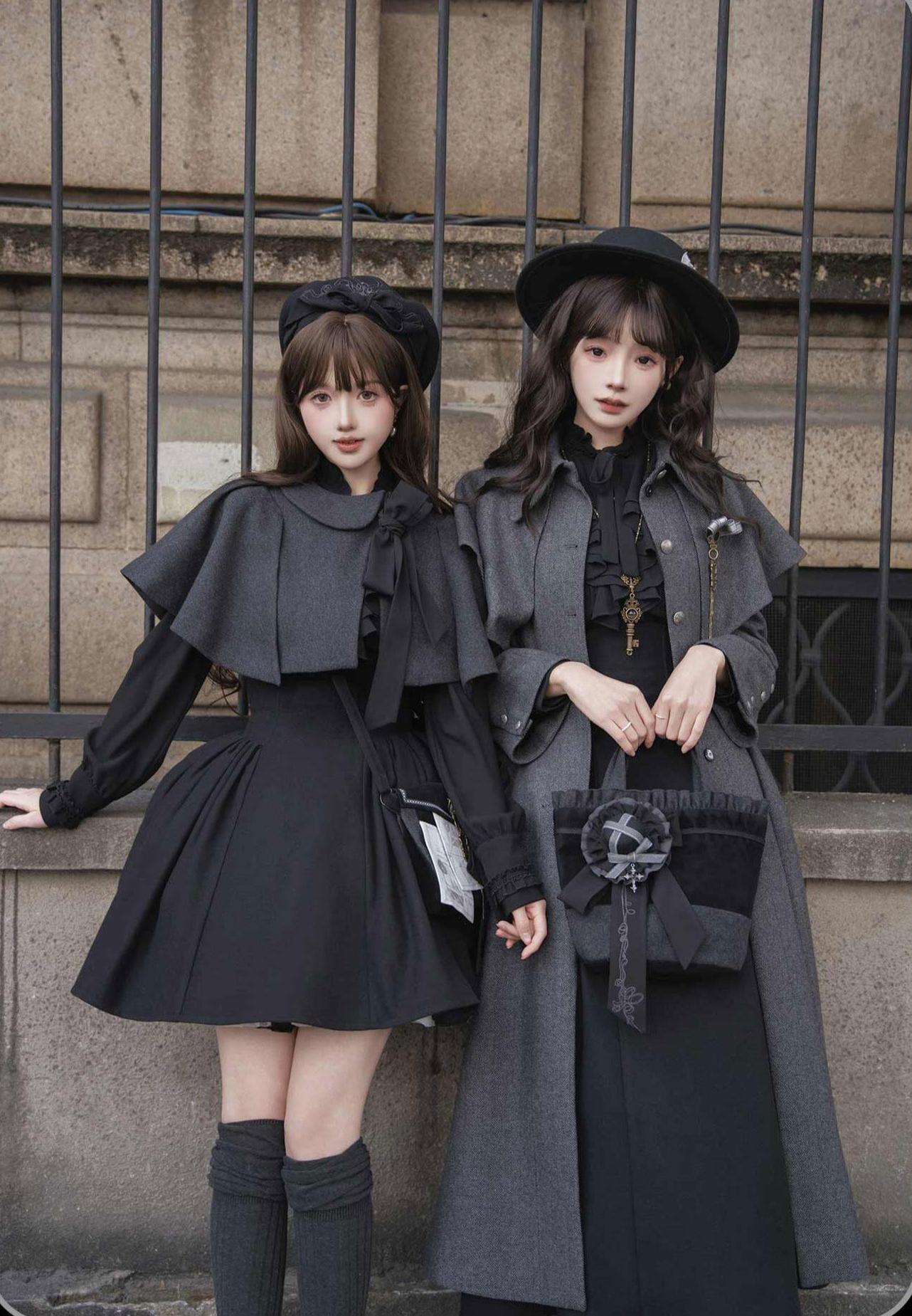 The Seventh Tenet - Classic Lolita Wool SK Set, Detachable Cape