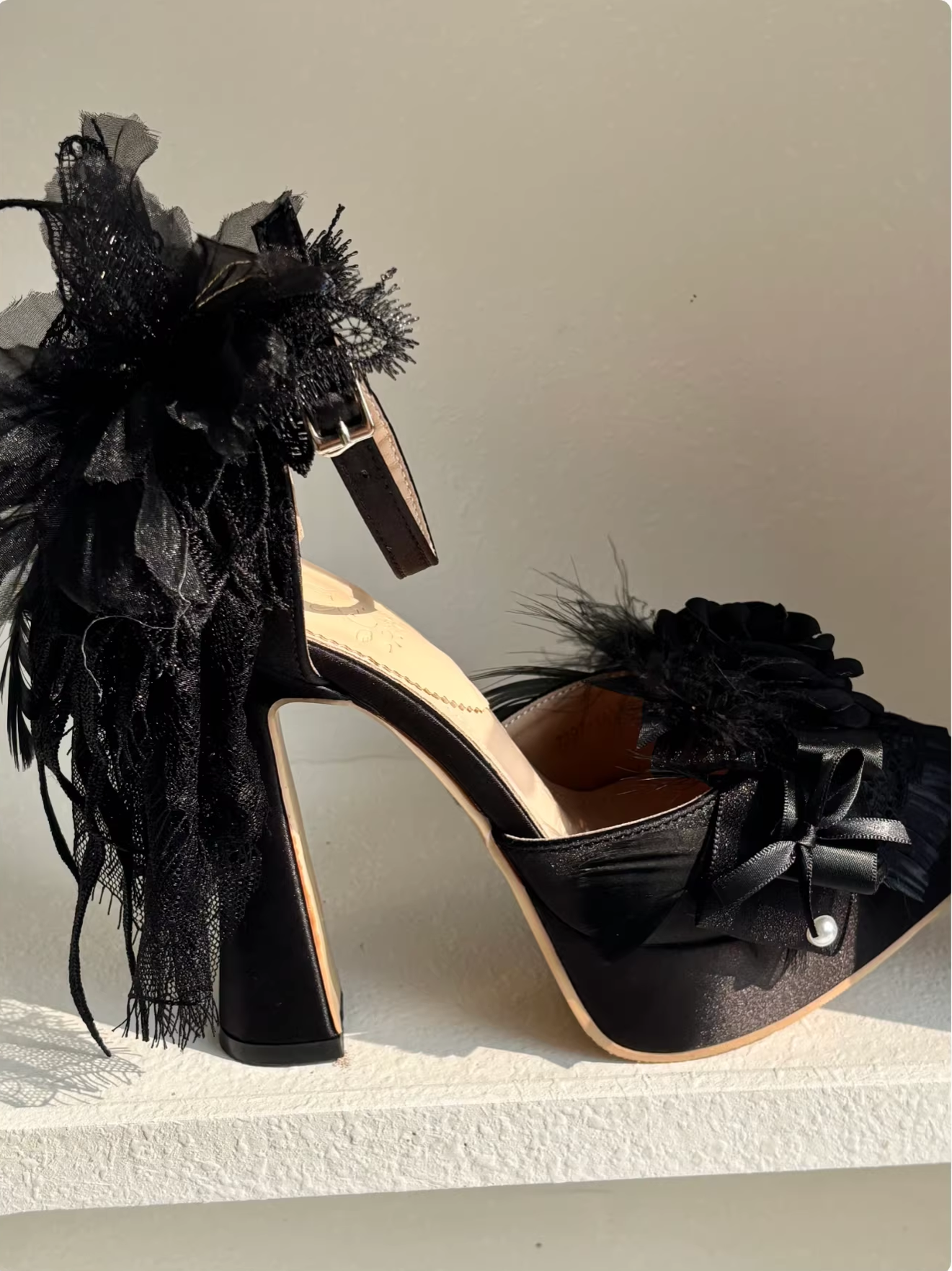 Feather Spirit - Classic Lolita Heel Shoes, Feather Decoration 44798:823045