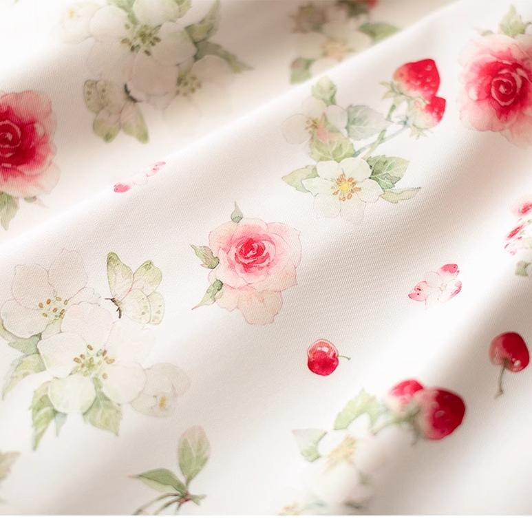 Forest Wardrobe - Summer Berry Picture Book - Vintage Lolita OP Dress Floral Print Short Sleeve Dress