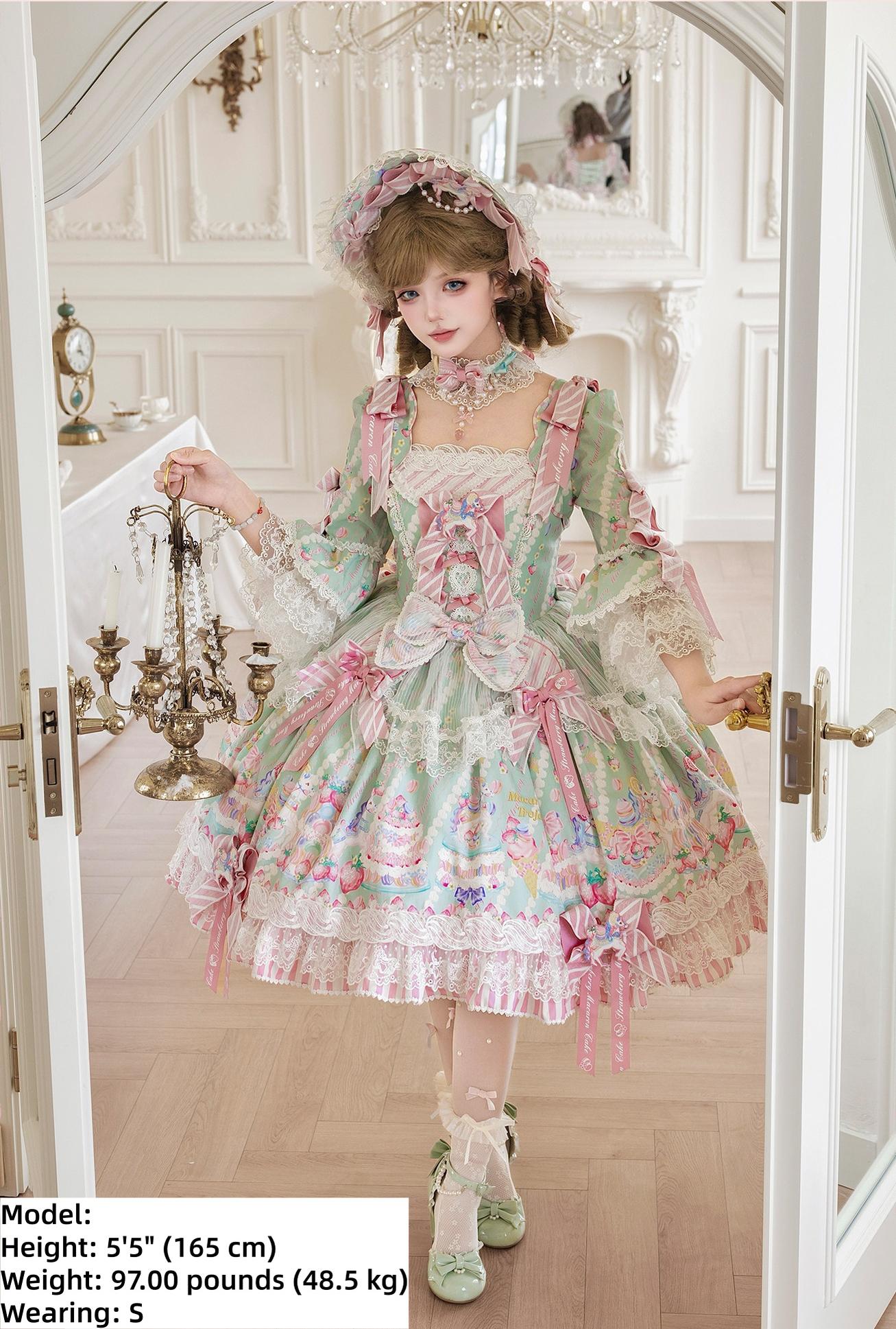 Macaron - Printed Sweet Lolita OP Dress, Old School Lolita JSK Available