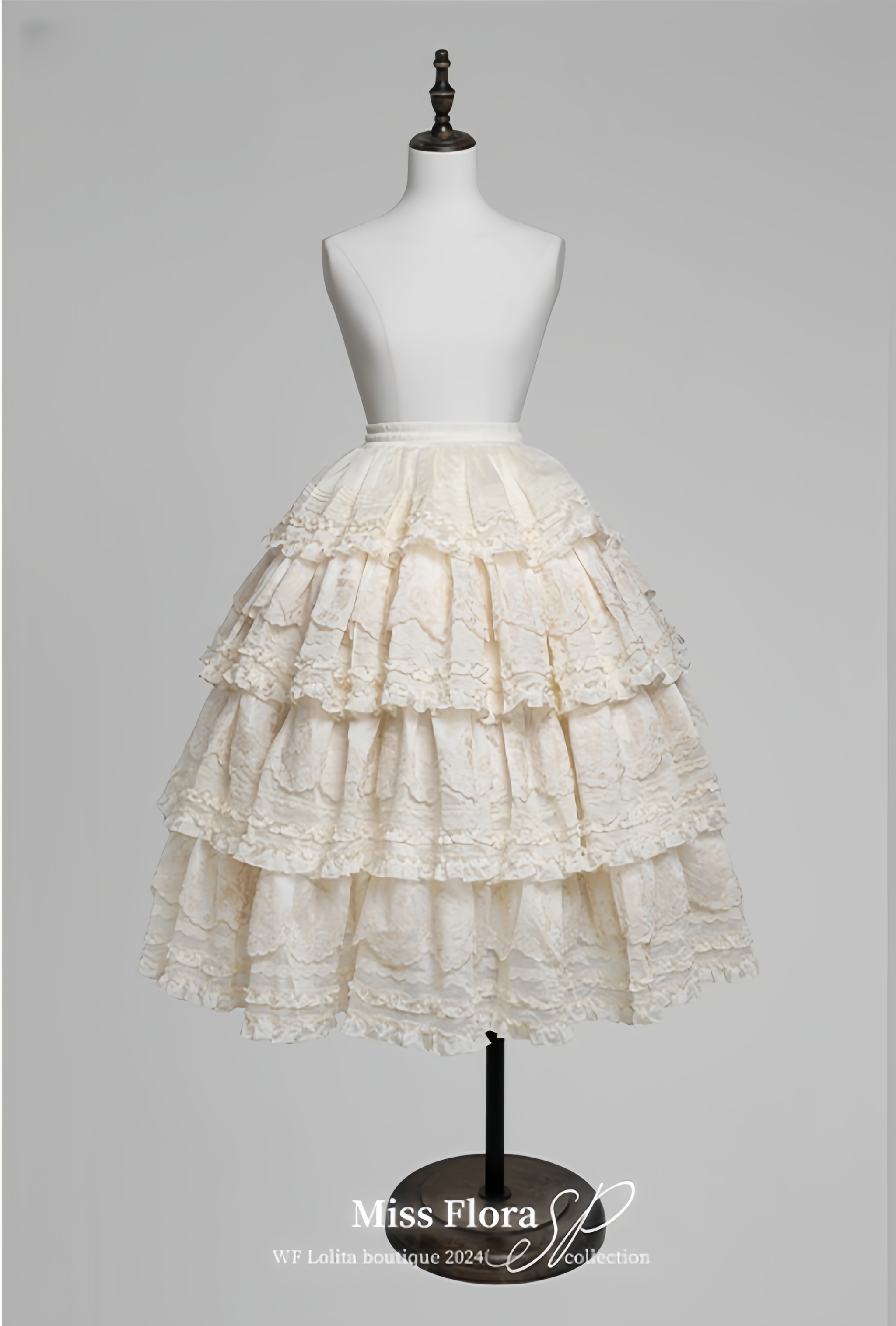 MEEKWIND - Miss Flora - Elegant Lolita Bodice Suit Tiered Skirt White S Skirt