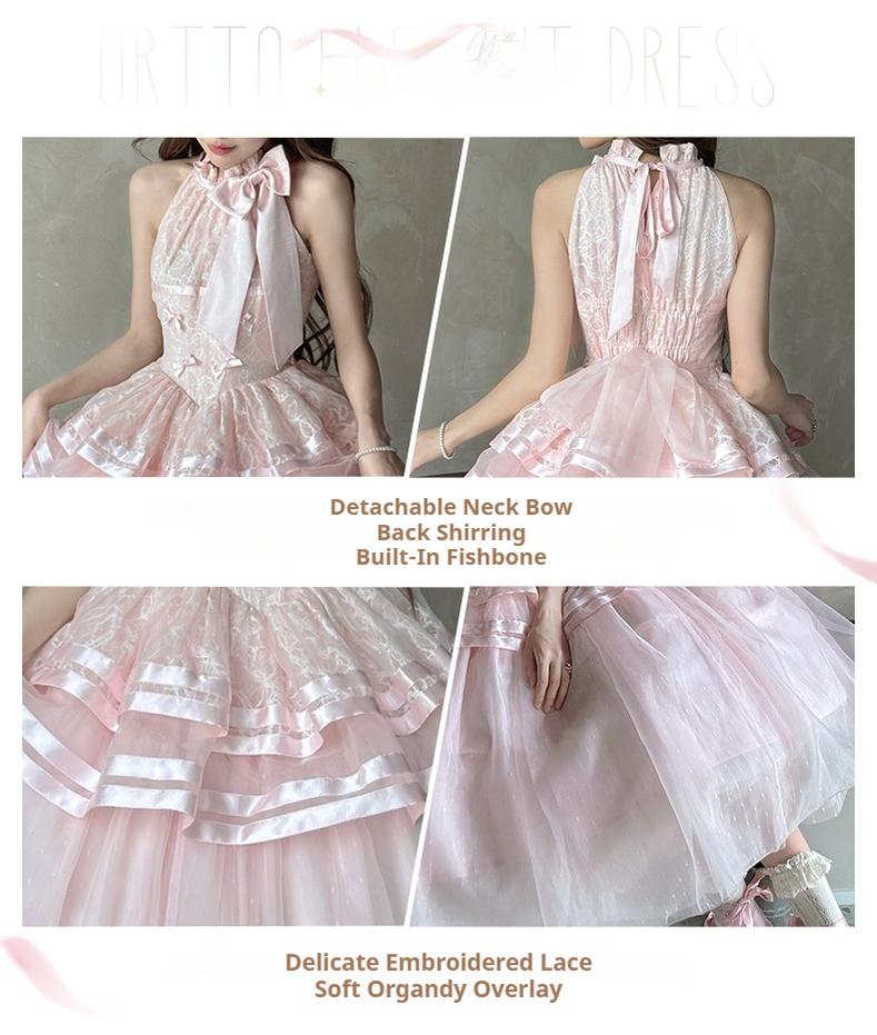 Urtto - Moonlight Dance - Elegant Lolita Halter-neck JSK Dress in Ballet Style 42588:746534
