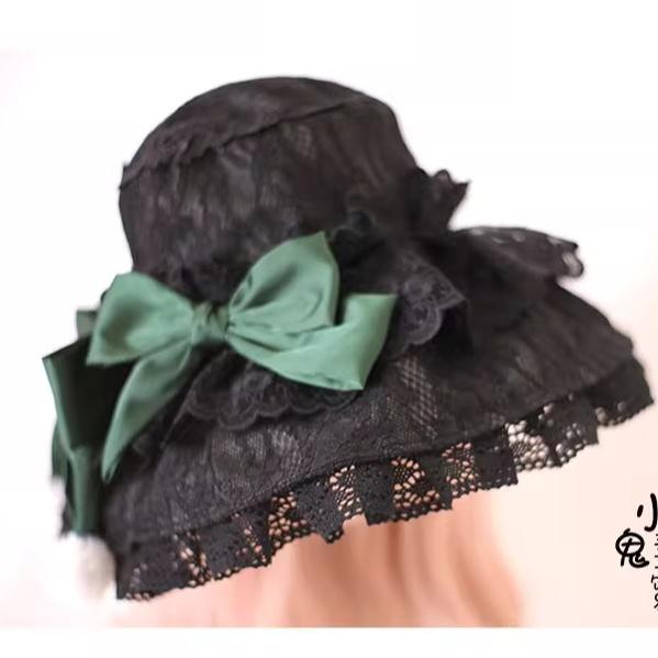 Xiaogui - Retro Lolita Hat Lace Handmade Doll Hat with Multicolor Bows