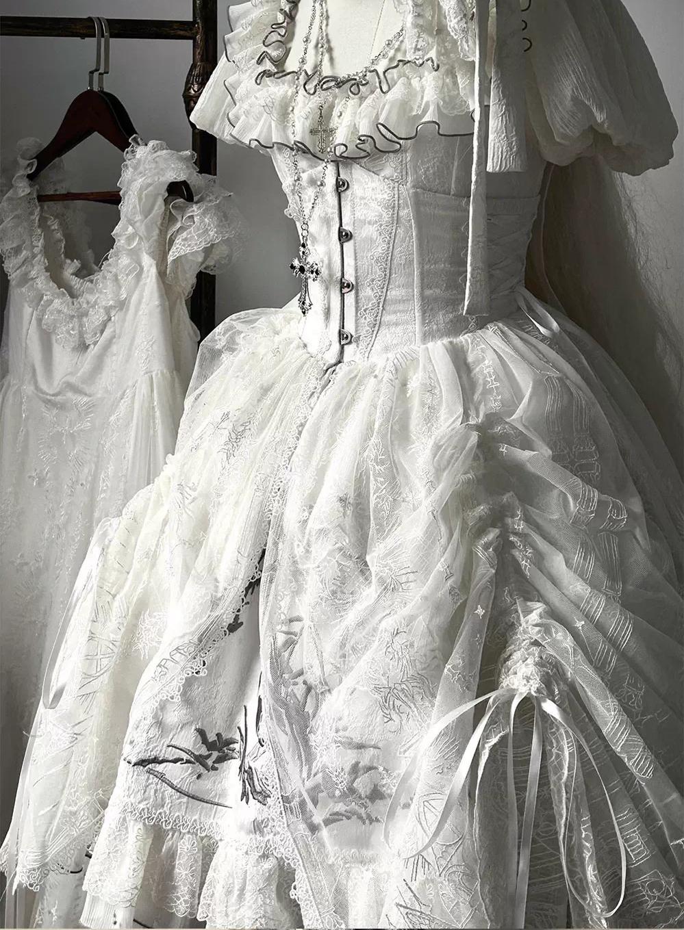 Dragon Bone Cemetery - Mesh Gothic Lolita Skirt, Boning Corset 44493:811349