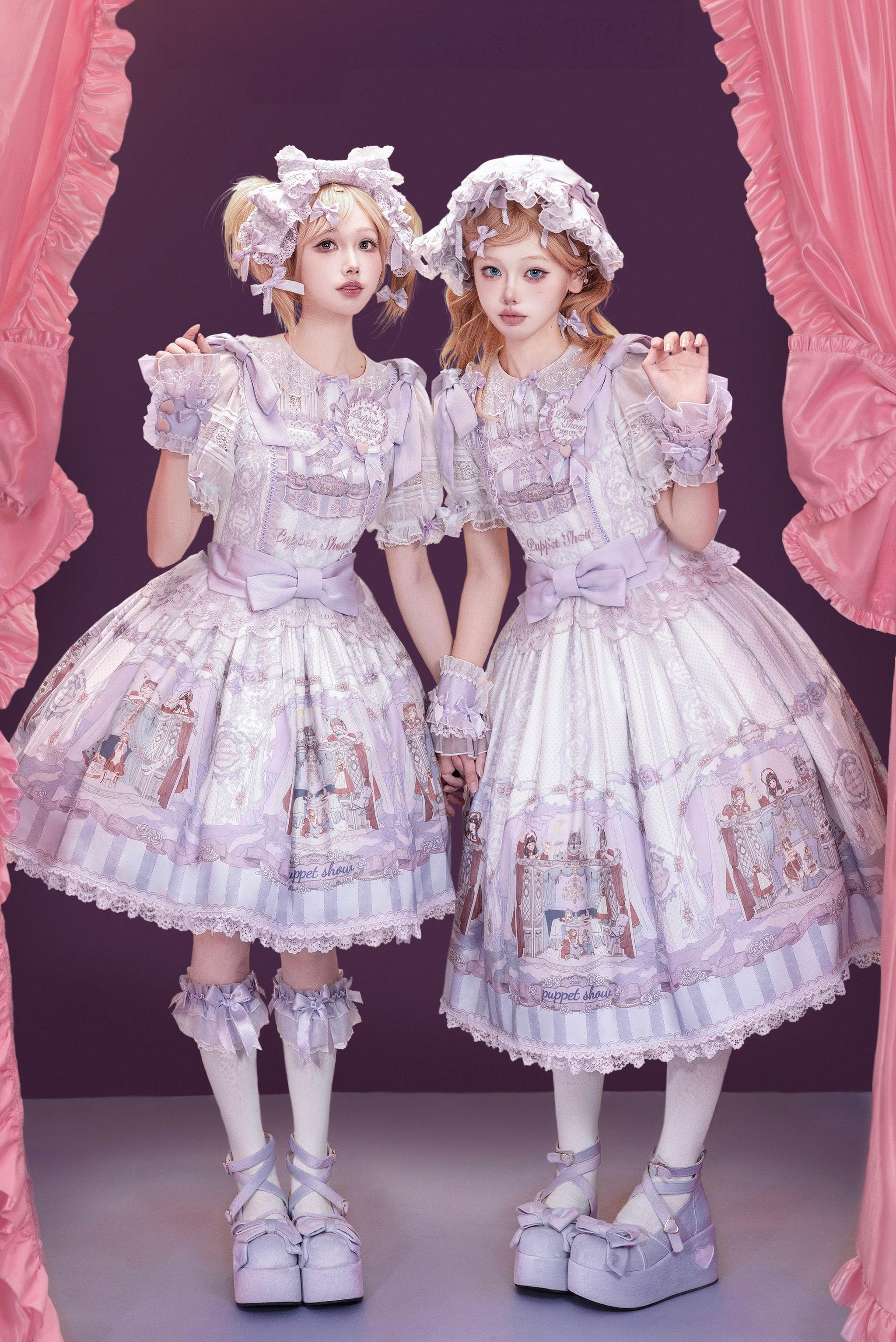 Puppet Show - Doll-like Lolita Embroidered Collar JSK, Puppet Show Print 45823:864756