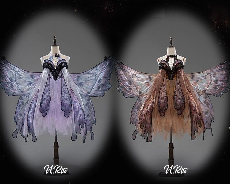 Urtto - Dead Leaf Butterfly - Chiffon Gothic Lolita JSK, Irregular Tiered Skirt 44352:804268