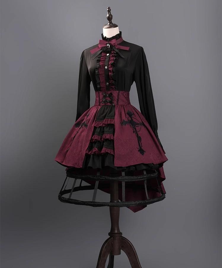 CastleToo - Evil Twins - Ouji Lolita Vest Shorts Skirt Black Red Set