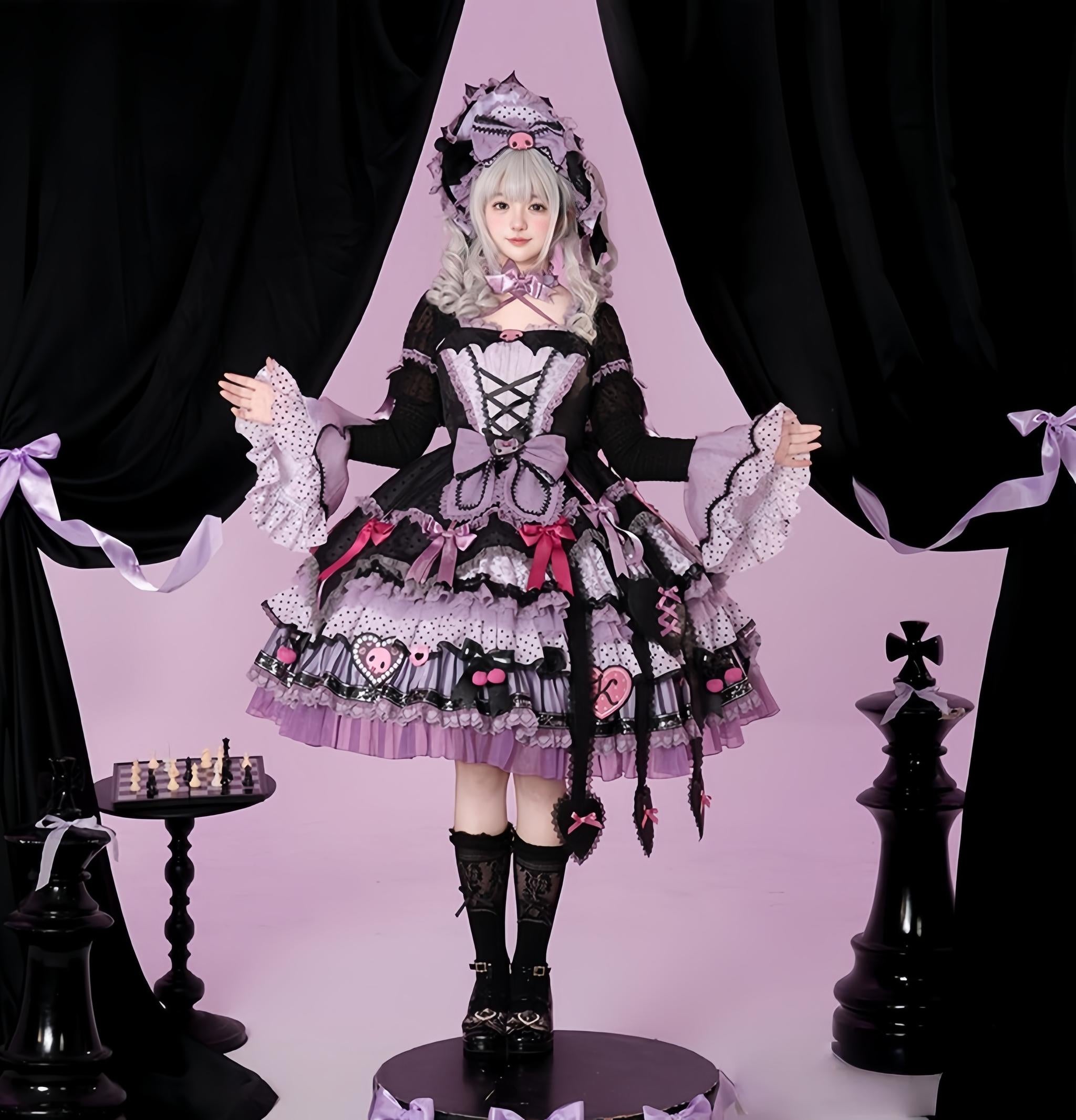 IP Collab Gorgeous Lolita OP Dress, Polka Dot Accent
