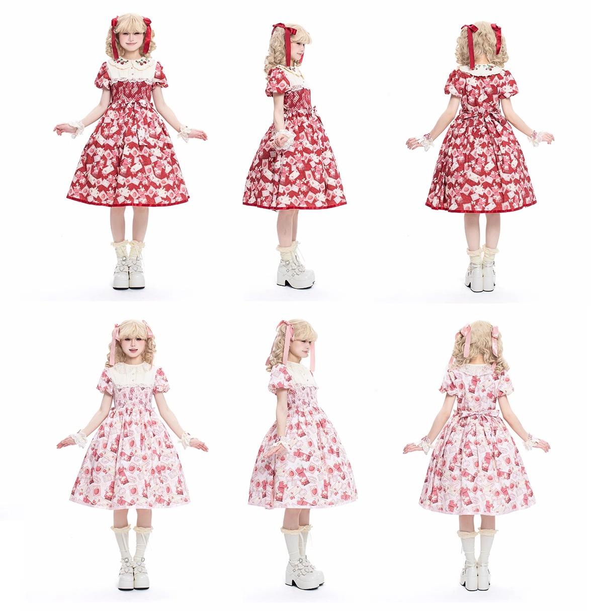Strawberry Witch - Kawaii Lolita OP Dress, Strawberry Print 43836:786733
