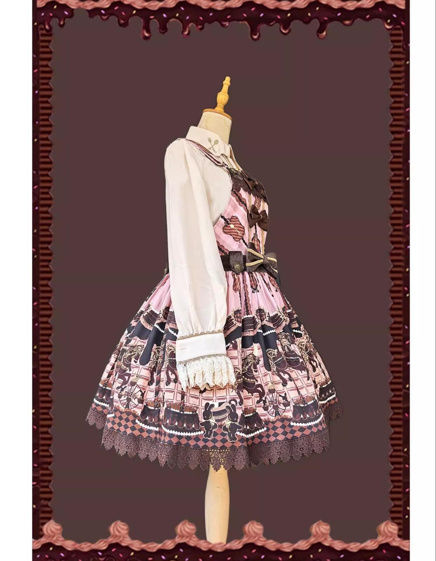 Infanta - Chocolate Carousel - Kawaii Lolita Salopette Dress Set