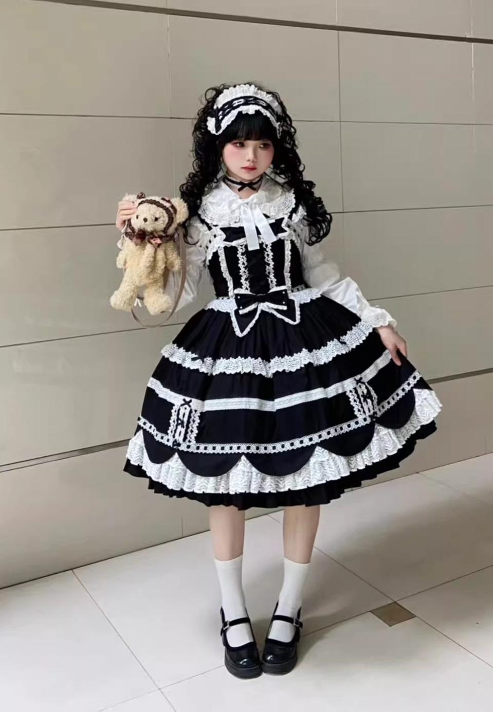 Cream Petal - Cotton Old School Lolita JSK, Layered Tiered Hem 44538:812494