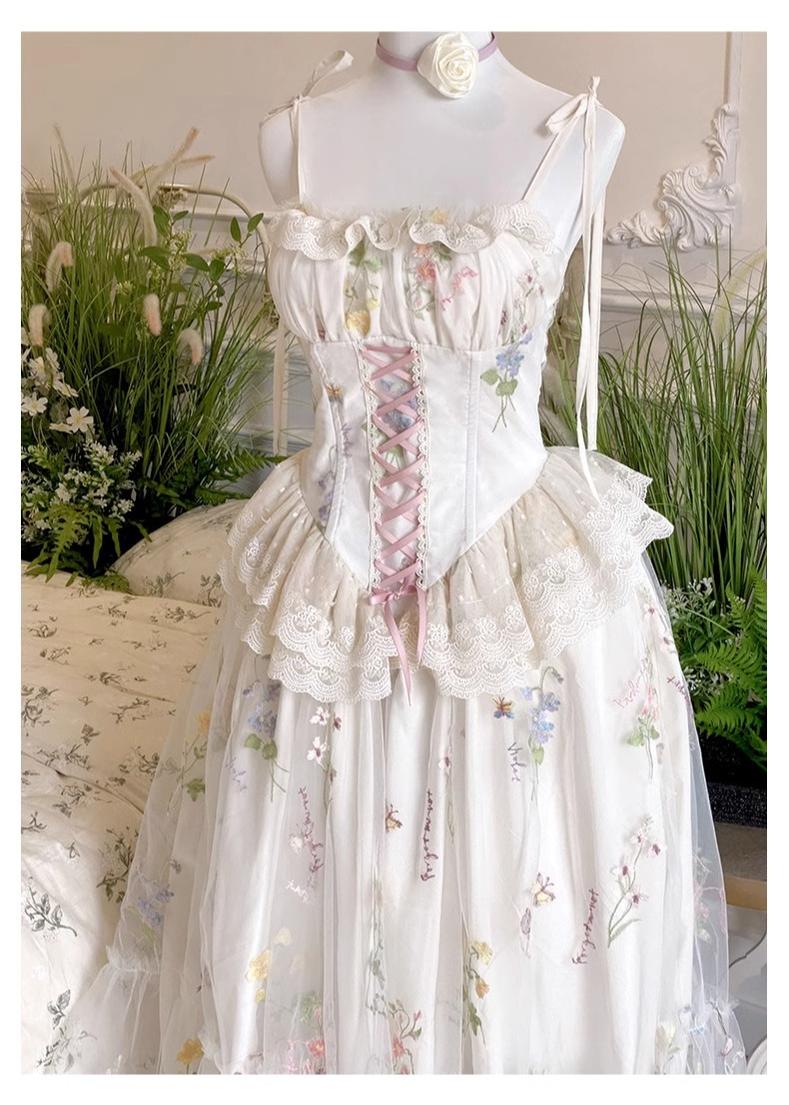 Diamond Honey - Spring Bouquet - Sweet Lolita JSK Dress Fairy-like Embroidered Mesh Dress