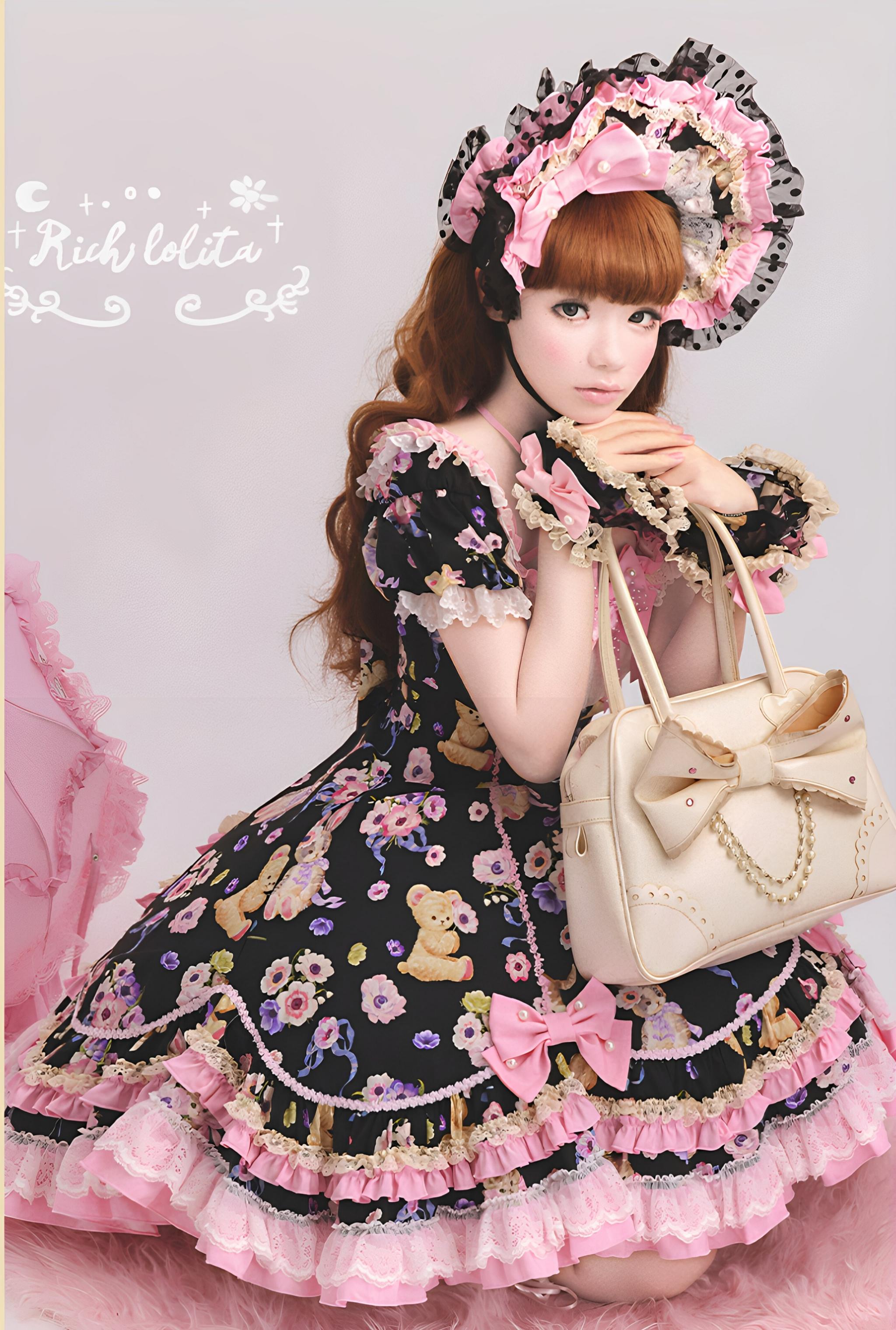 Be My Honey - Cotton Old School Lolita Panel Cut OP Dress, Halter Neckline 45713:860060