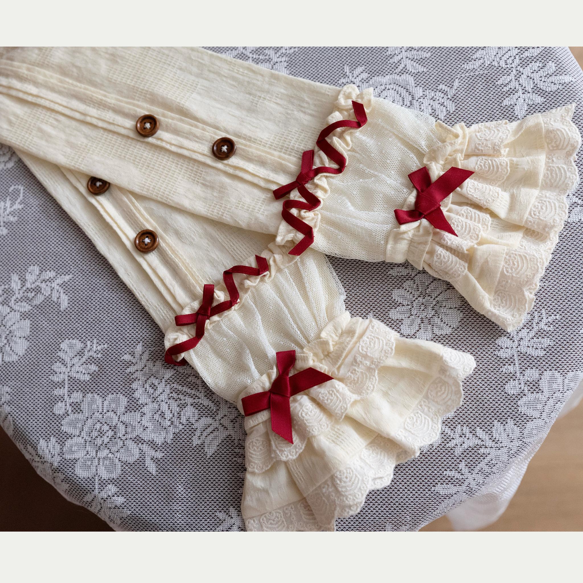 Pancake Postman - Kawaii Lolita Printed OP & Salopette Dress, Lace & Bows (L M S XL) 45174:838674