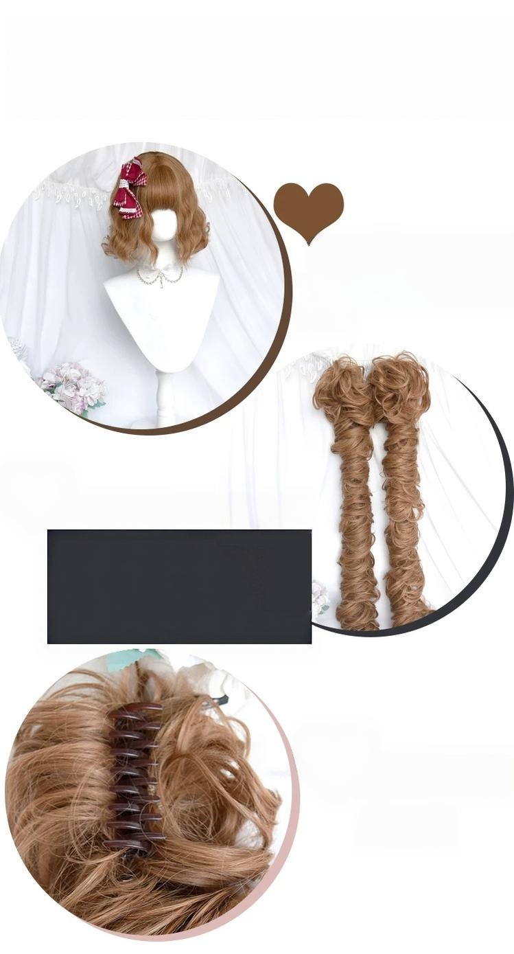 Flaxen Golden Brown Elegant Lolita Wig, Detachable Ponytails 46087:874317