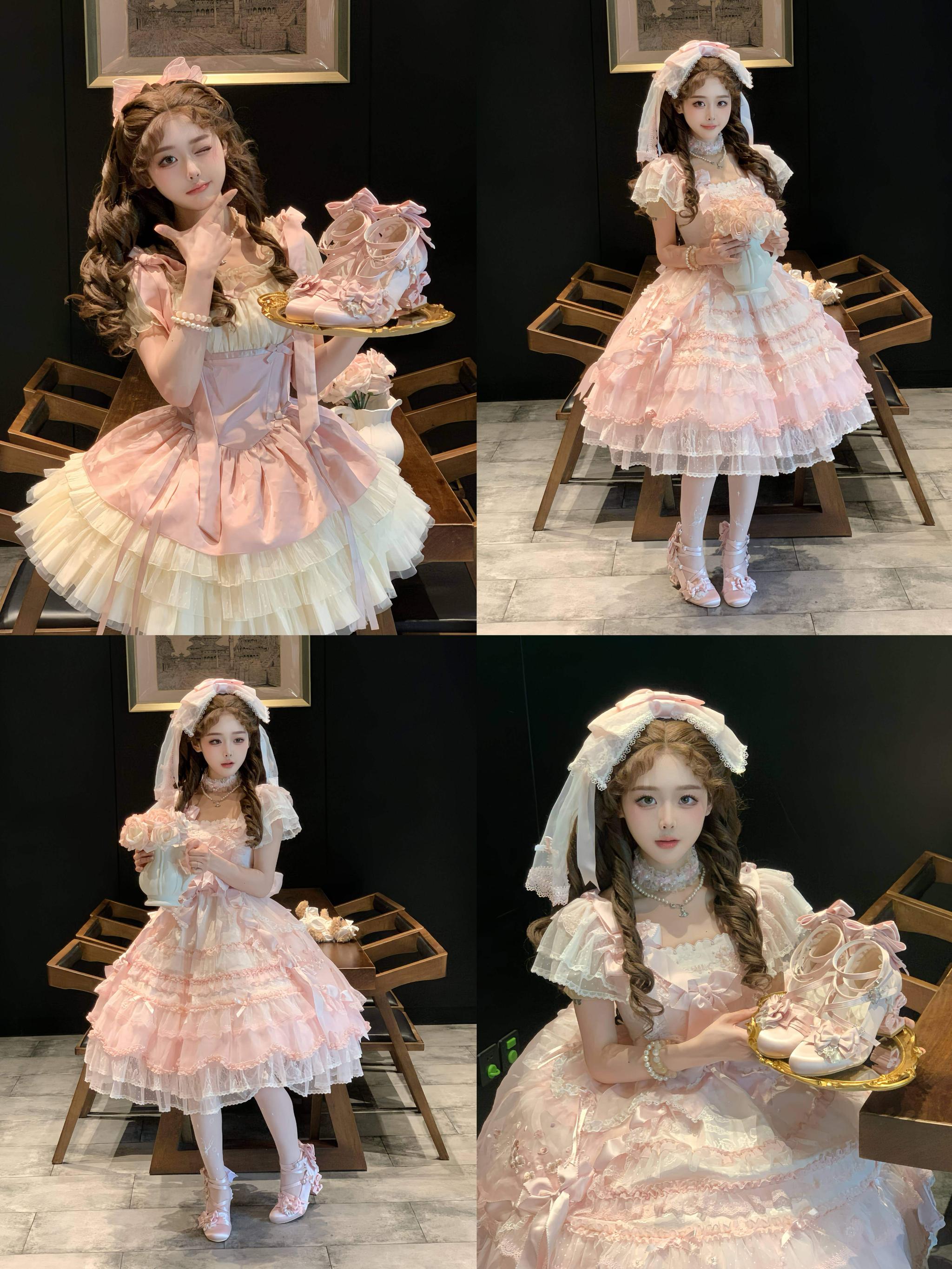 Thousand Knots - Classic Lolita Satin Heels Shoes, Bow-shaped Heel 45207:840802