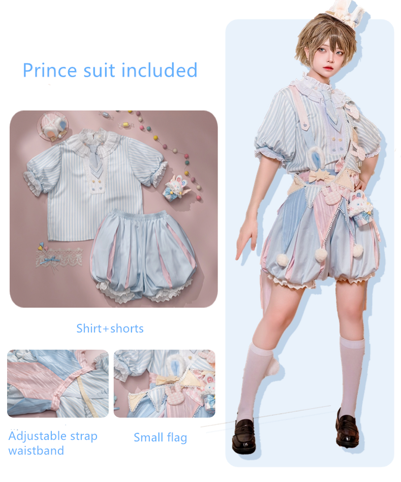 Forest Fluorescent Carps - Ouji Lolita Suit Circus Prince Shorts and OP Dress In stock S Circus Prince set