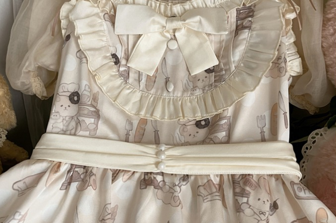 Niu Niu - Plus Size Lolita Jumper Dress, Beige Sweet Short Sleeve 13936:173838