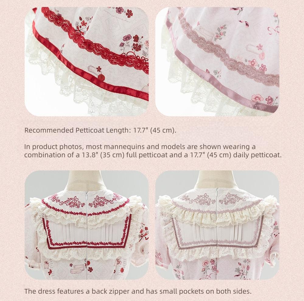 Rose Catalogue - Printed Sweet Lolita OP Dress, Embroidered Apron