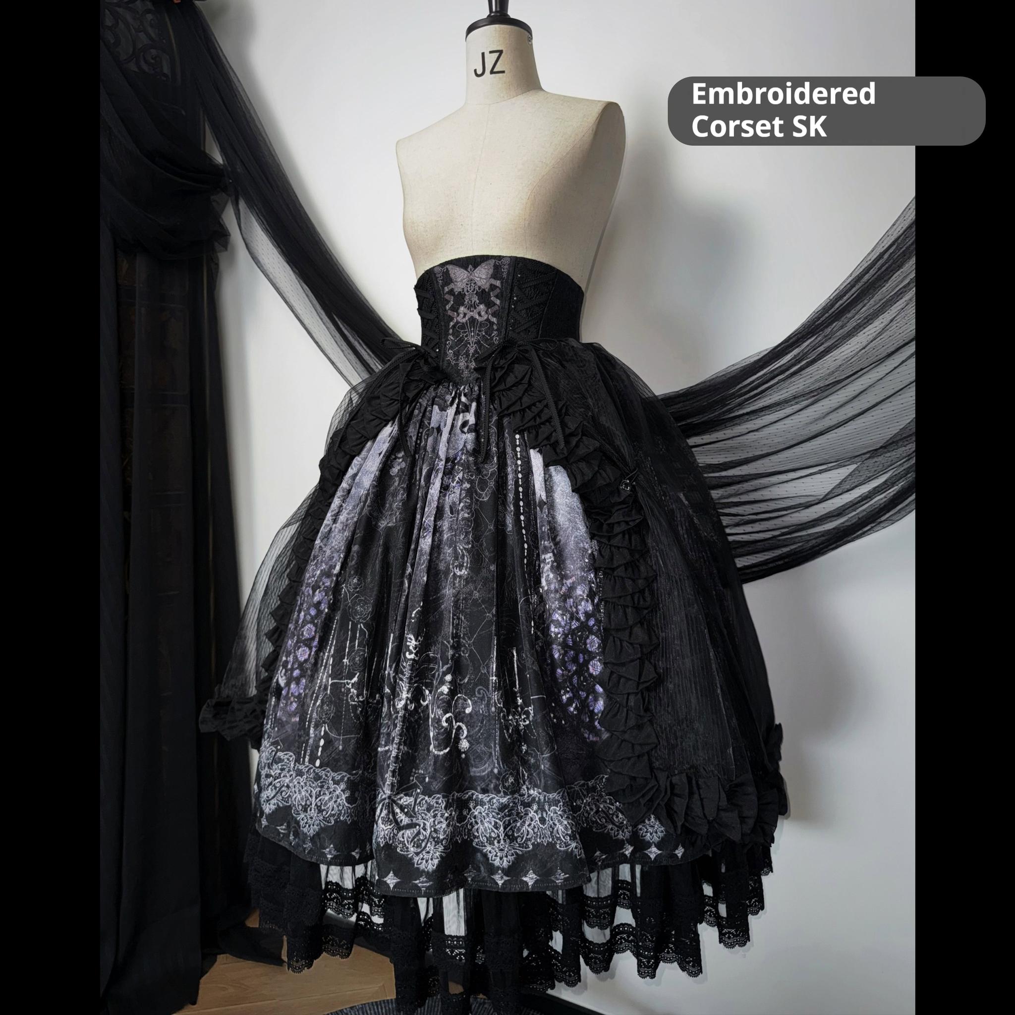 Susin Lolita - Bone-Eroded Butterfly - Gothic Lolita JSK & SK Set 44051:793291