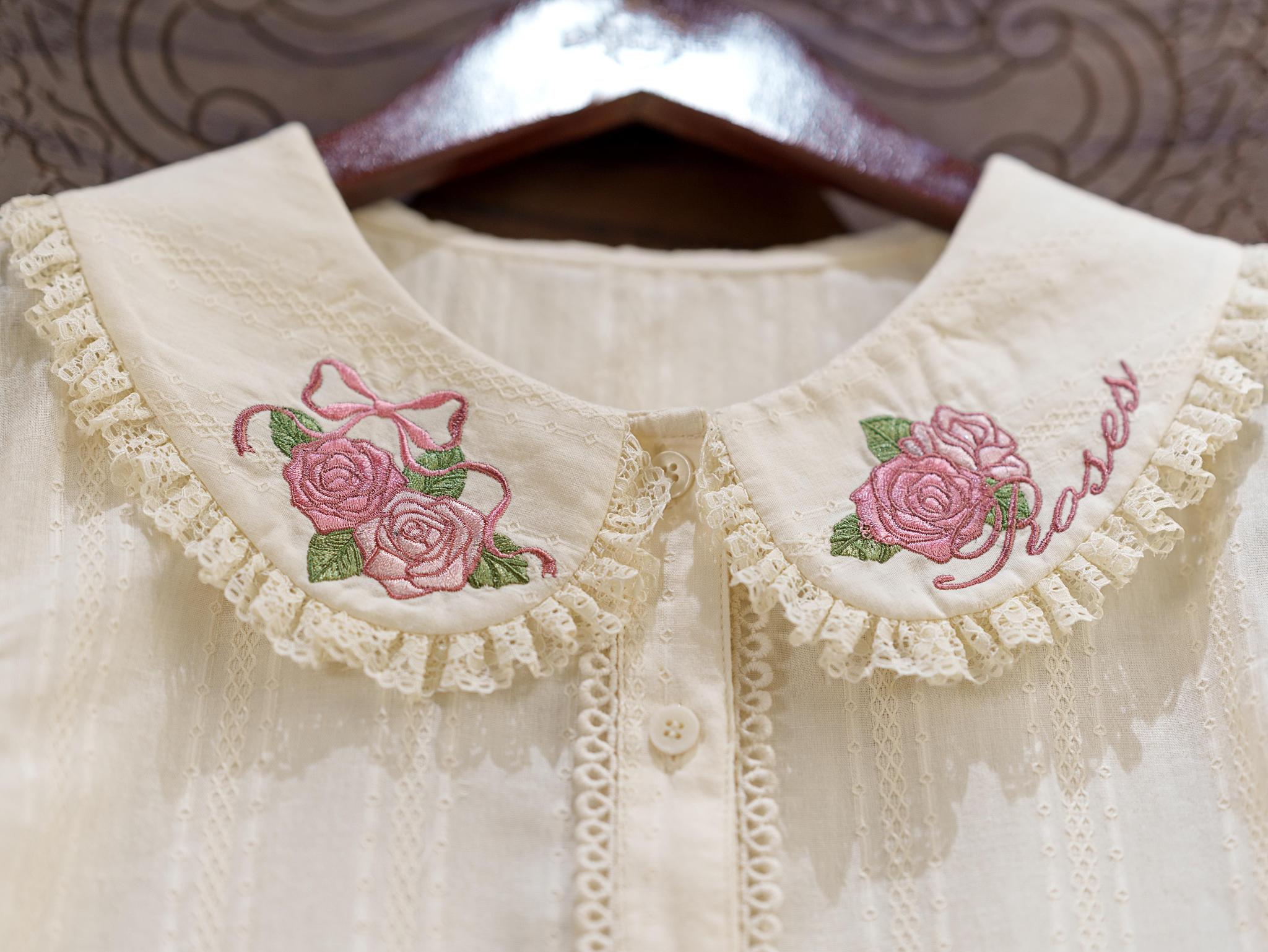 Abundant Tea Time - Kawaii Lolita Blouse, Cotton & Embroidery 45002:831044