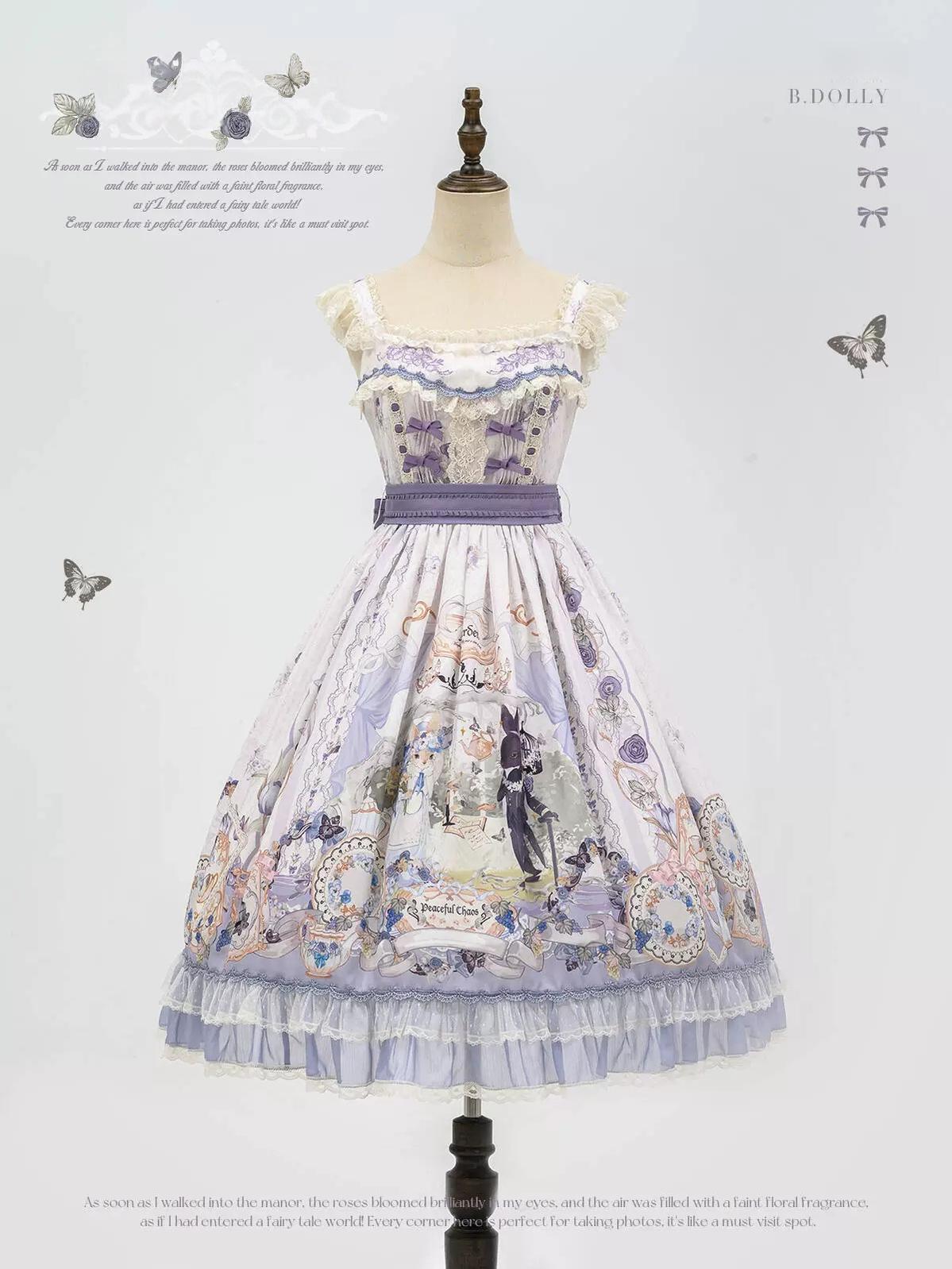 B.Dolly - Rabbit Tea Party - Sweet Lolita Printed Dress, OP & JSK (L M S) 41530:781304