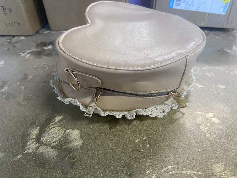 Cocoa Jam - Sweet Lolita Handbag Handmade Woven Heart Shape Crossbody Bag Beige bag- (the strap is different with the picture)