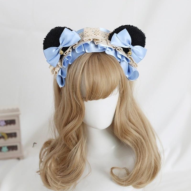 Xiaogui - Sweet Lolita KC With Bear Ear and Removable Bell Black Bear Ears (Light Blue Bow)