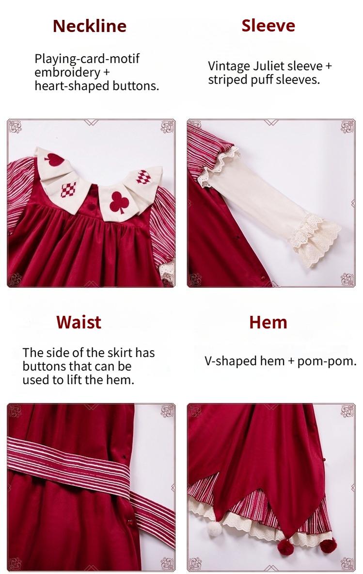 Puppet Mask - Clown Inspired Gothic Lolita OP Dress, Loose Fit 44409:807304