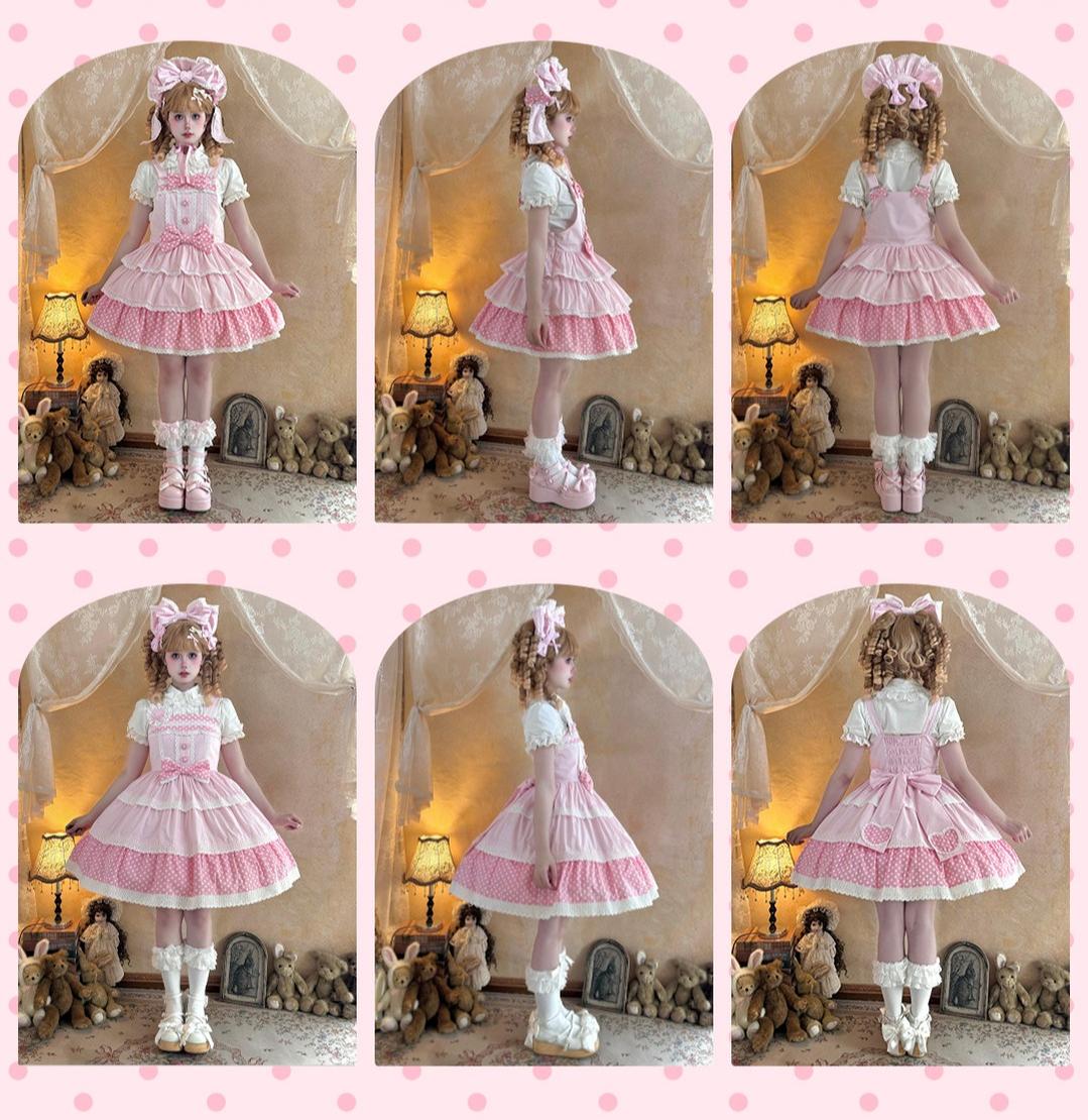 Cotton Sweet Lolita Polka Dot JSK & Salopette Dress 45589:853427