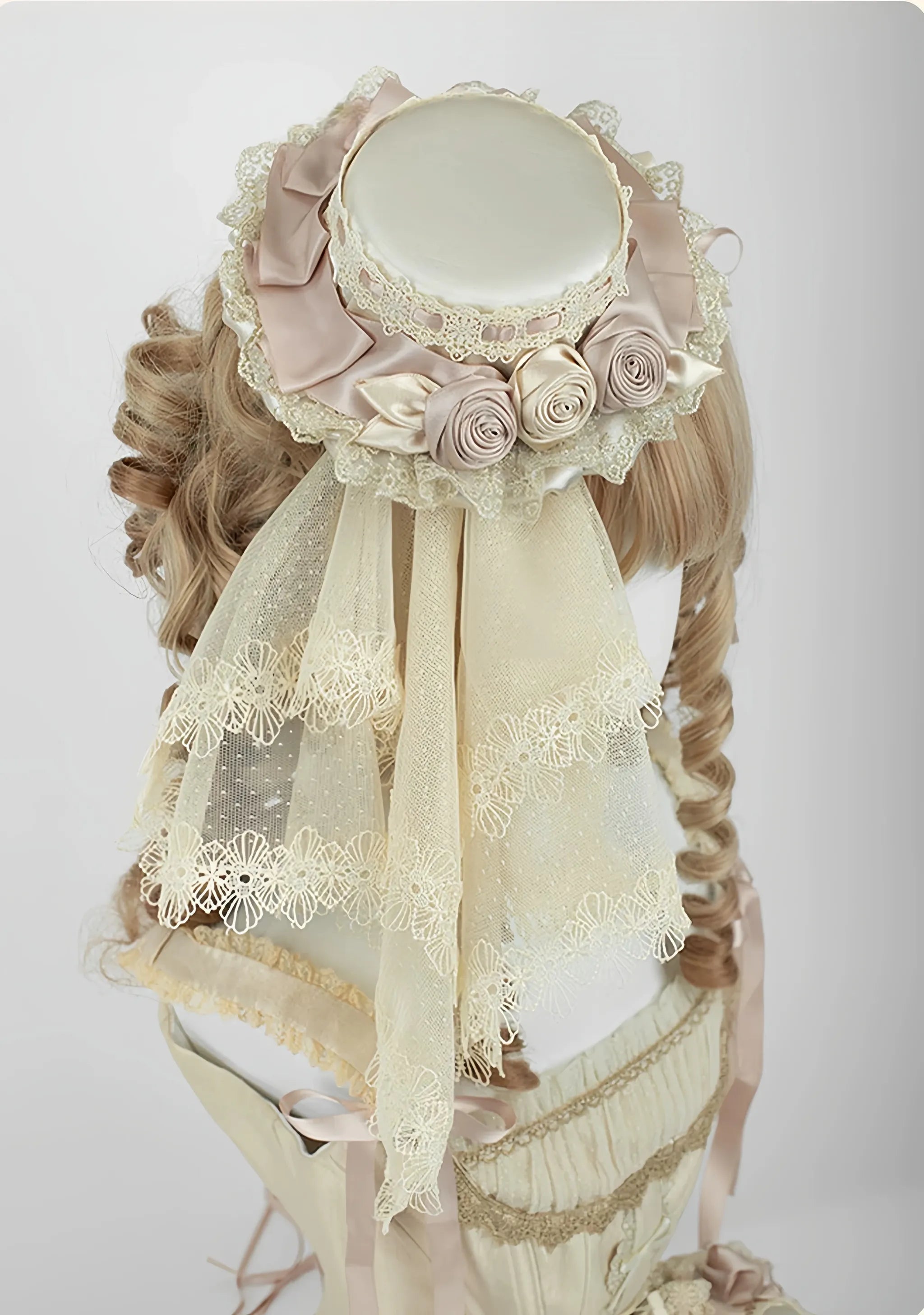 Champagne Classic Lolita Headdress and Choker, Floral Accent 45259:854950