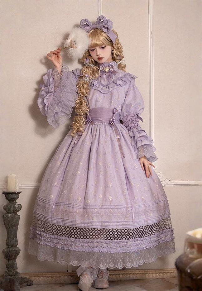 Forvever Purple - Purple Classic Lolita OP, Boning Corset (L M S) 44357:806166