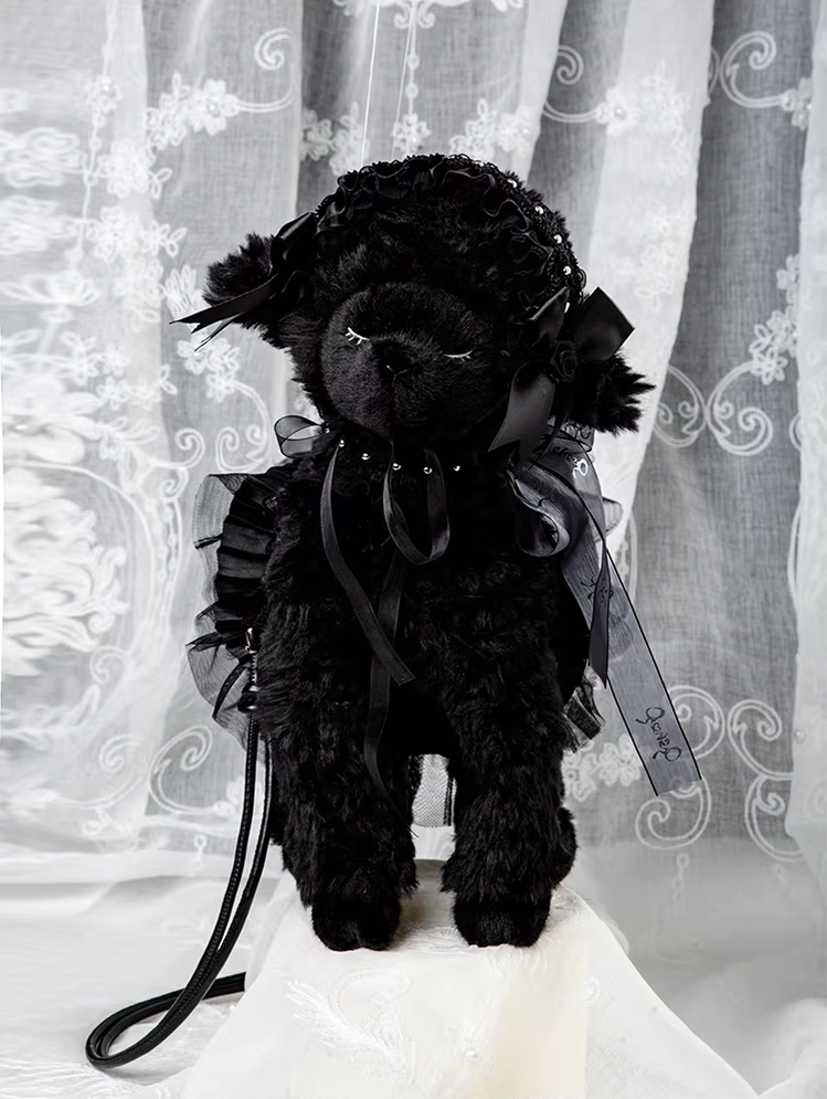 Plush Kawaii Lolita Bag, Lamb Shaped Black Lamb Bag + Full Set of Black Accessories