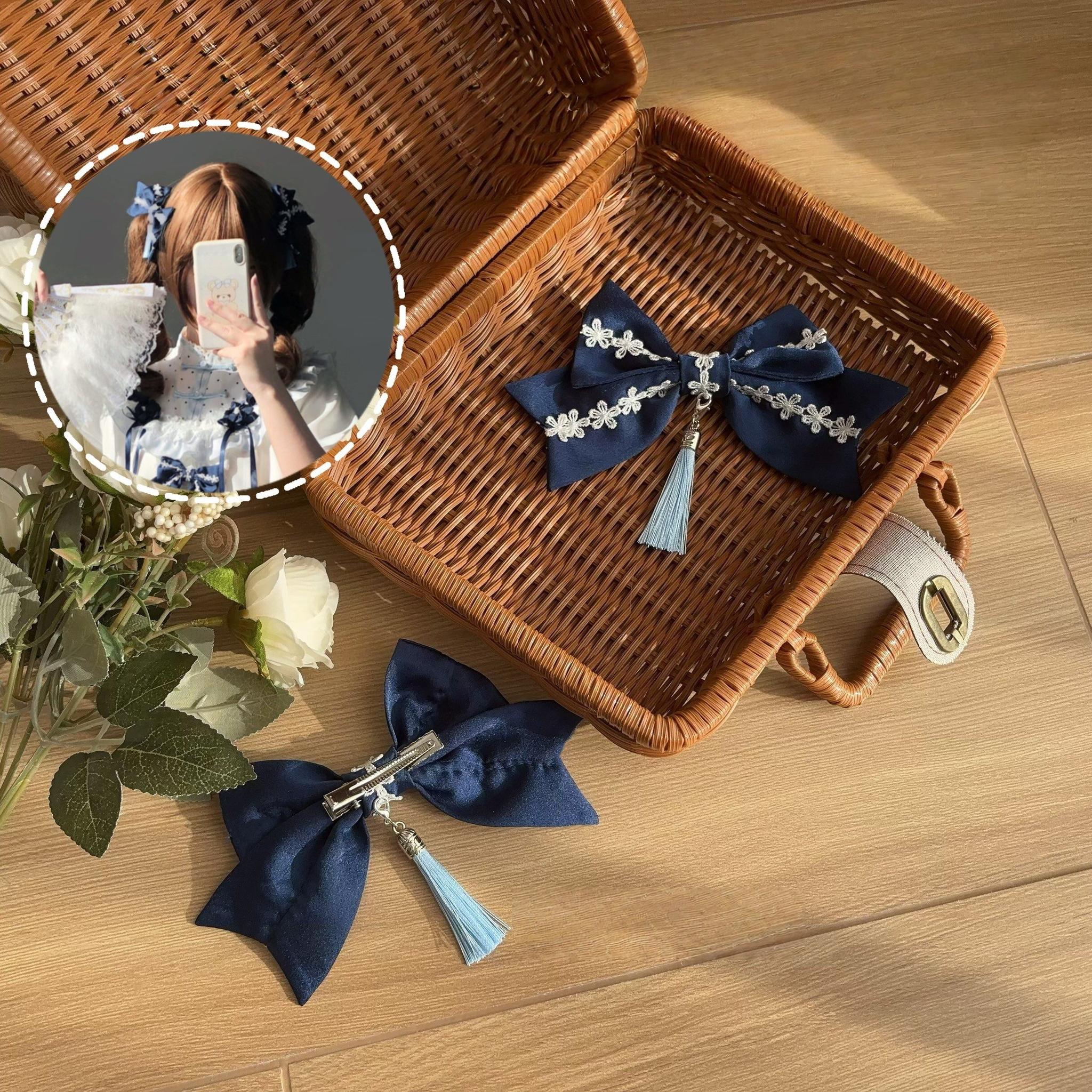 Blue and White Dream - Classic Lolita JSK Dress, Irregular Layered Hem A Hair Clip Only S